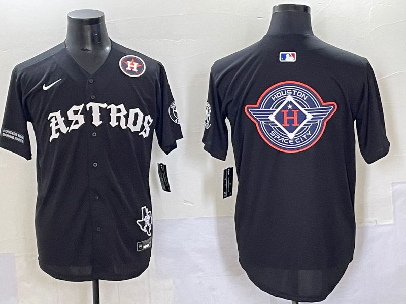 Men 2025 Houston Astros Blank Black Seven generations Joint Name Nike MLB Jersey style 35->houston astros->MLB Jersey